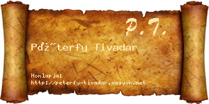 Péterfy Tivadar névjegykártya